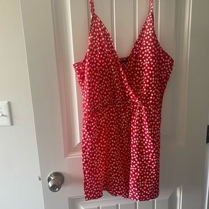 Red and whit shorts romper